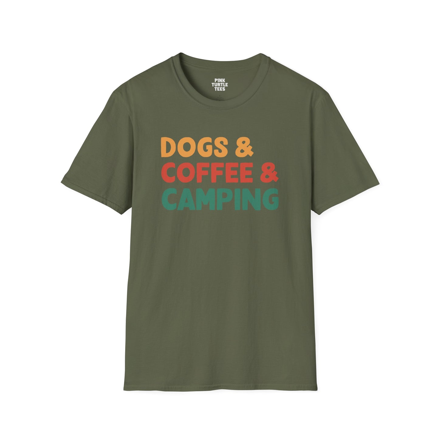 Dogs coffee camping t-shirt