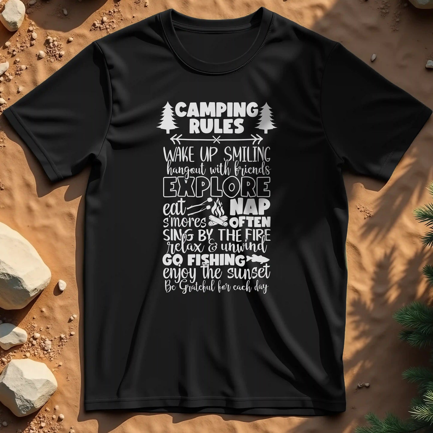 Camping rules t-shirt