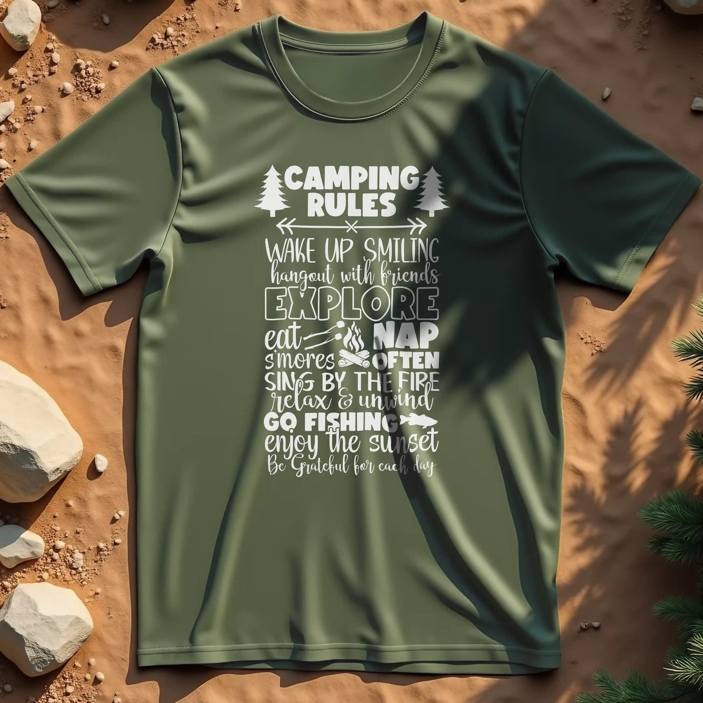 Camping rules t-shirt