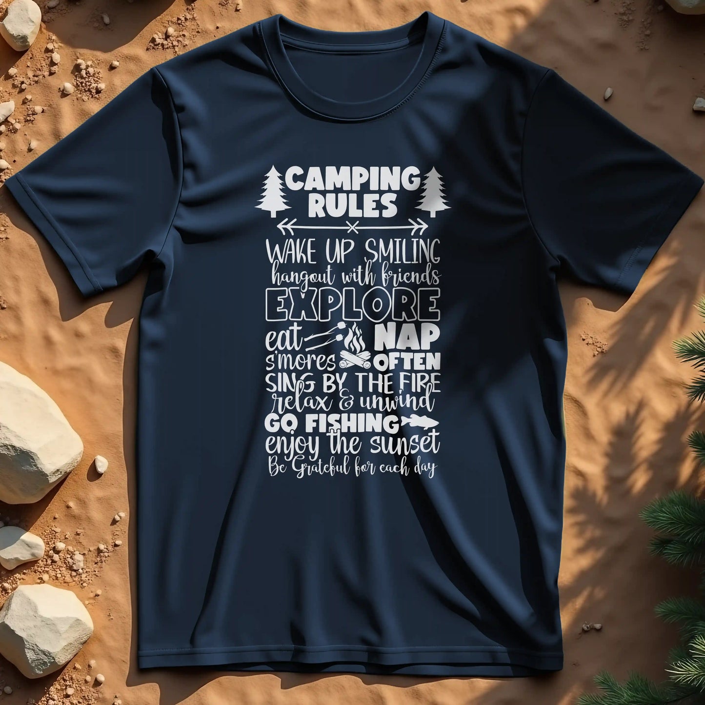 Camping rules t-shirt