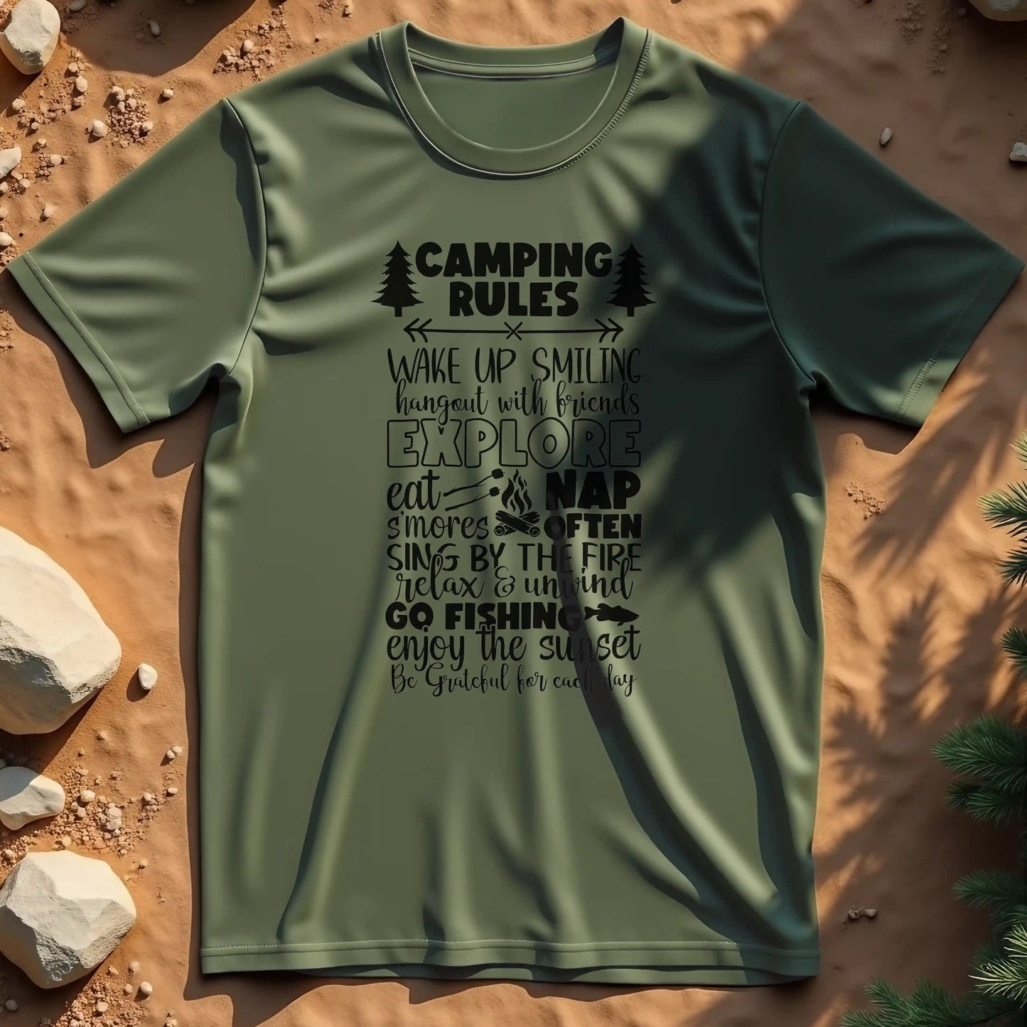 Camping rules t-shirt