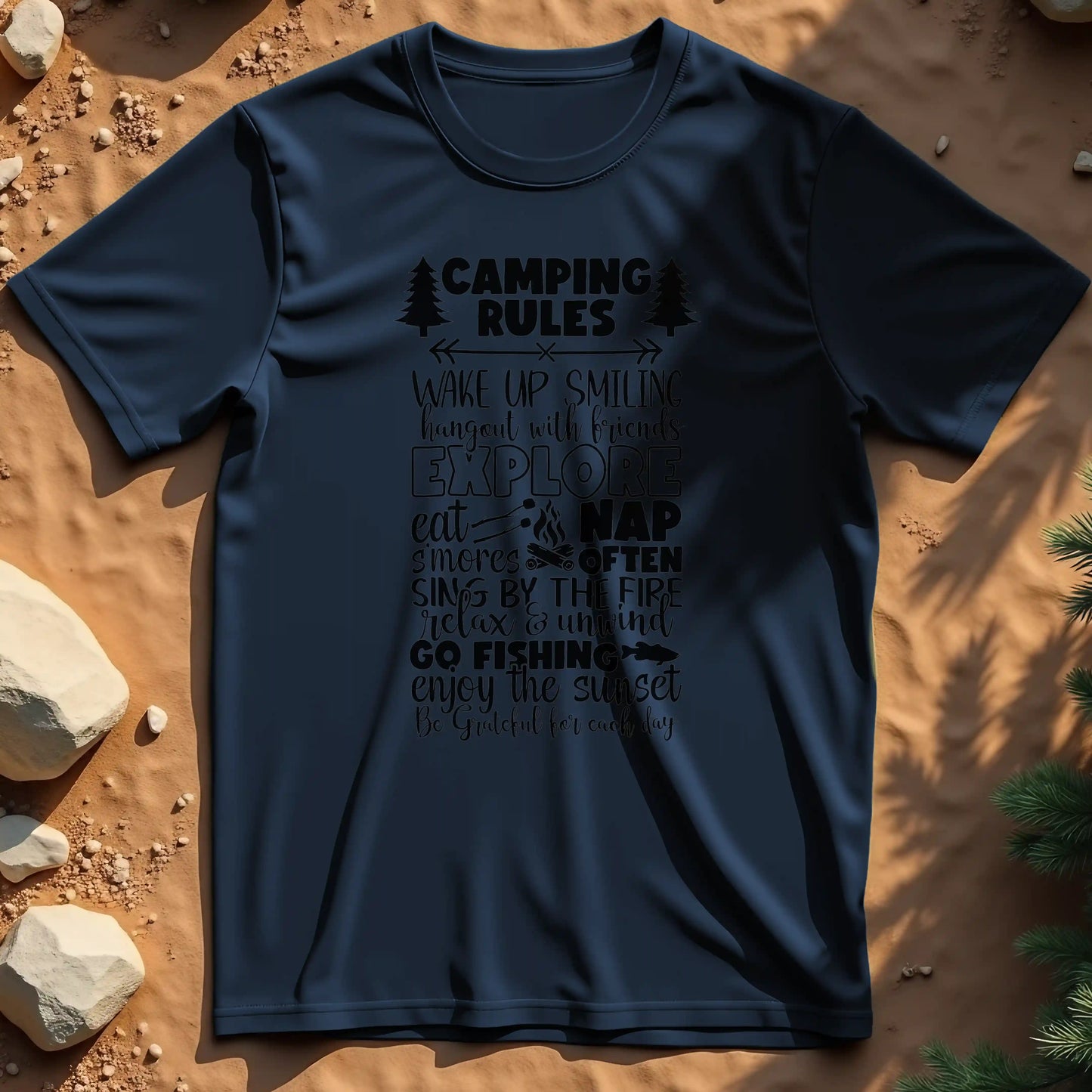 Camping rules t-shirt