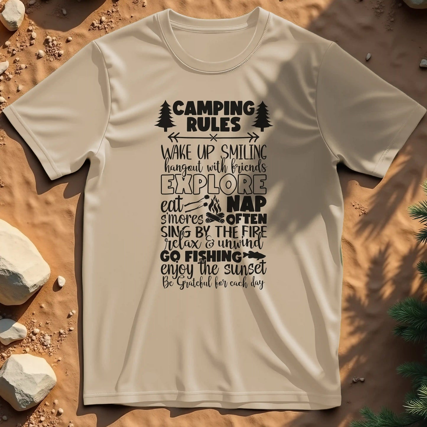 Camping rules t-shirt