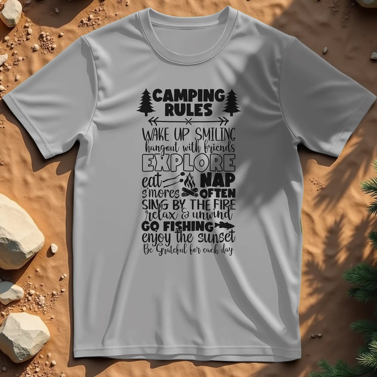 Camping rules t-shirt