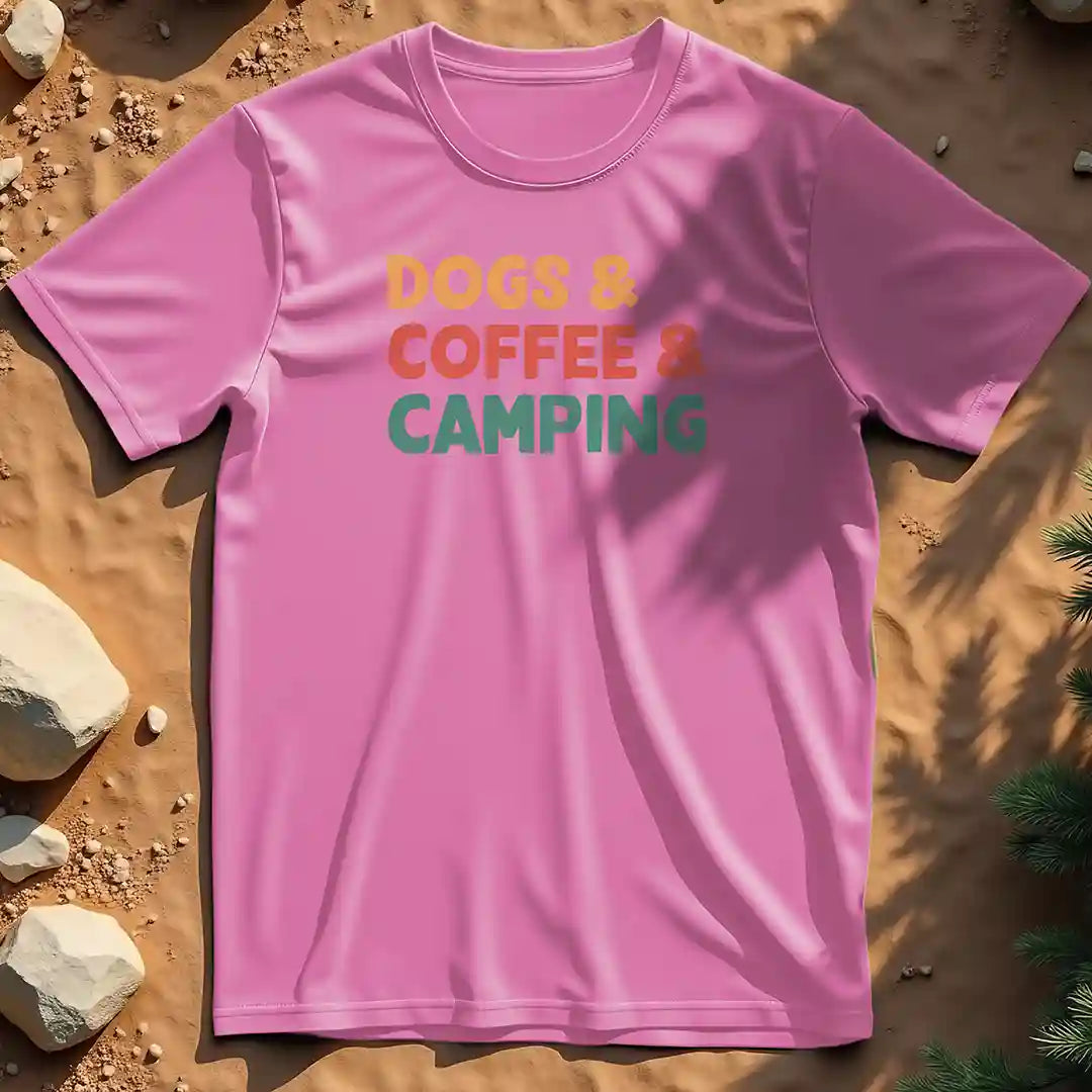 Dogs coffee camping t-shirt