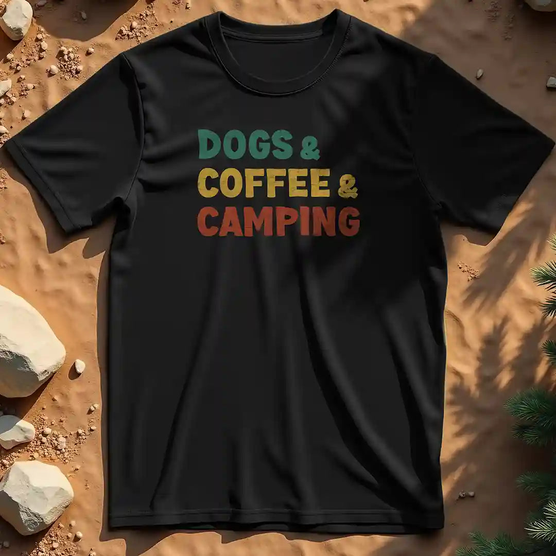 Dogs coffee camping t-shirt