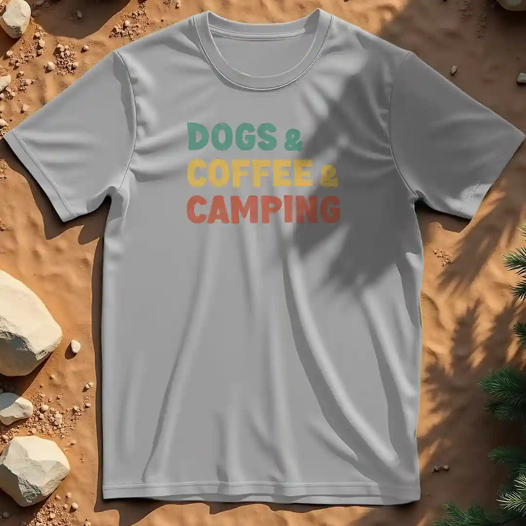 Dogs coffee camping t-shirt
