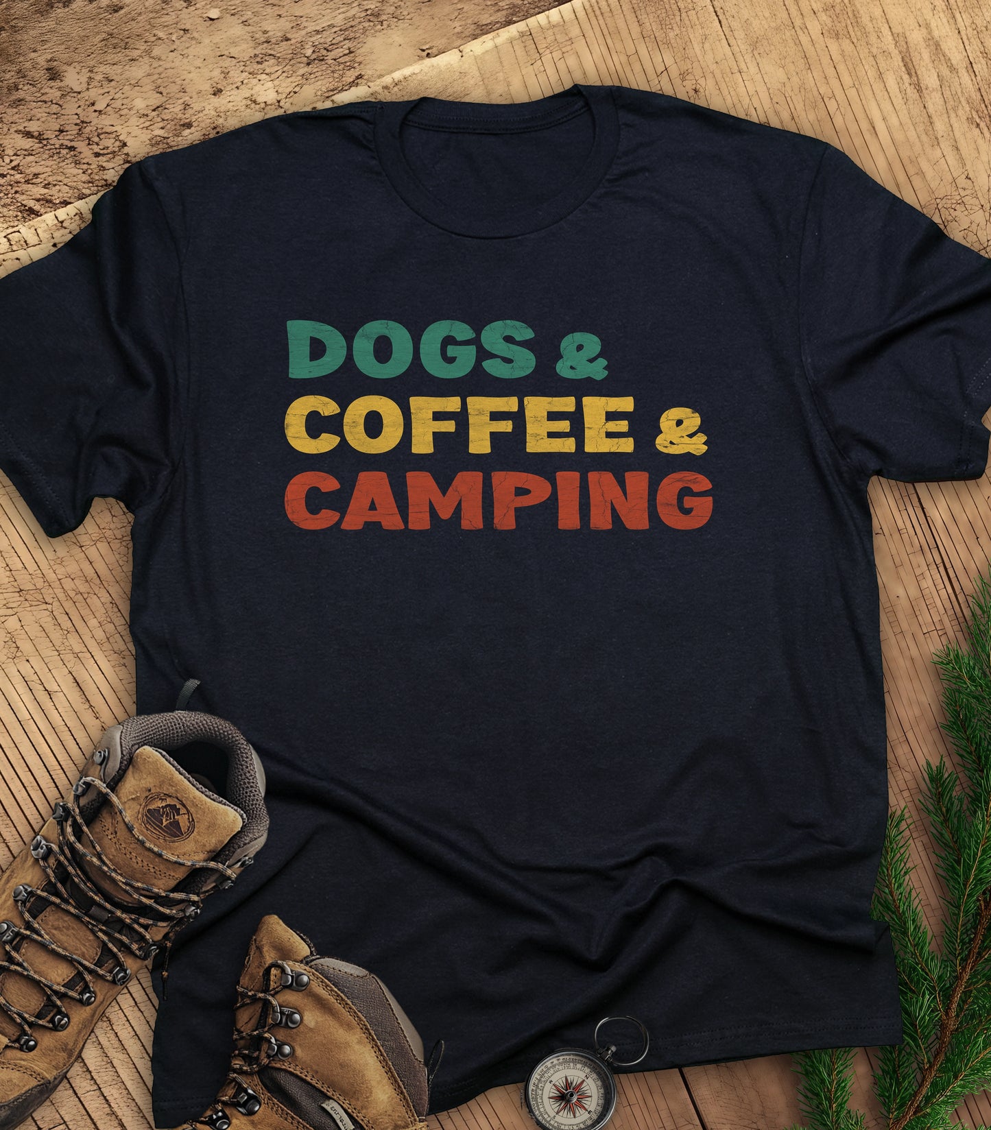 Dogs coffee camping t-shirt