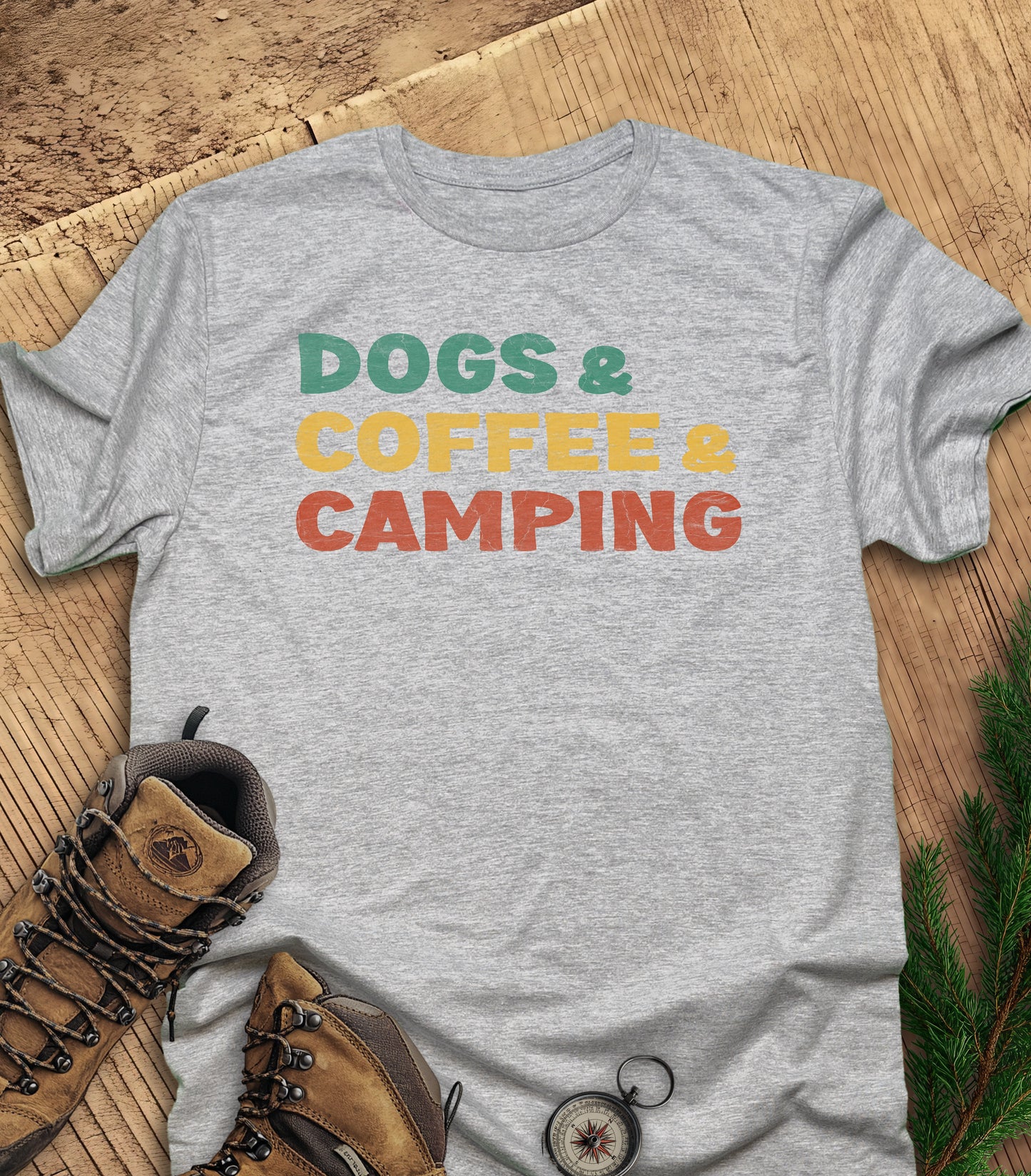 Dogs coffee camping t-shirt