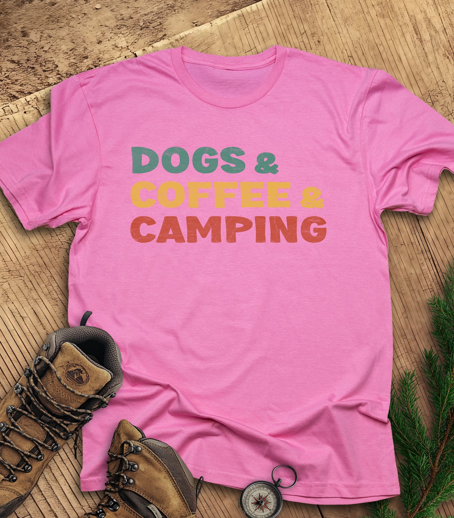 Dogs coffee camping t-shirt