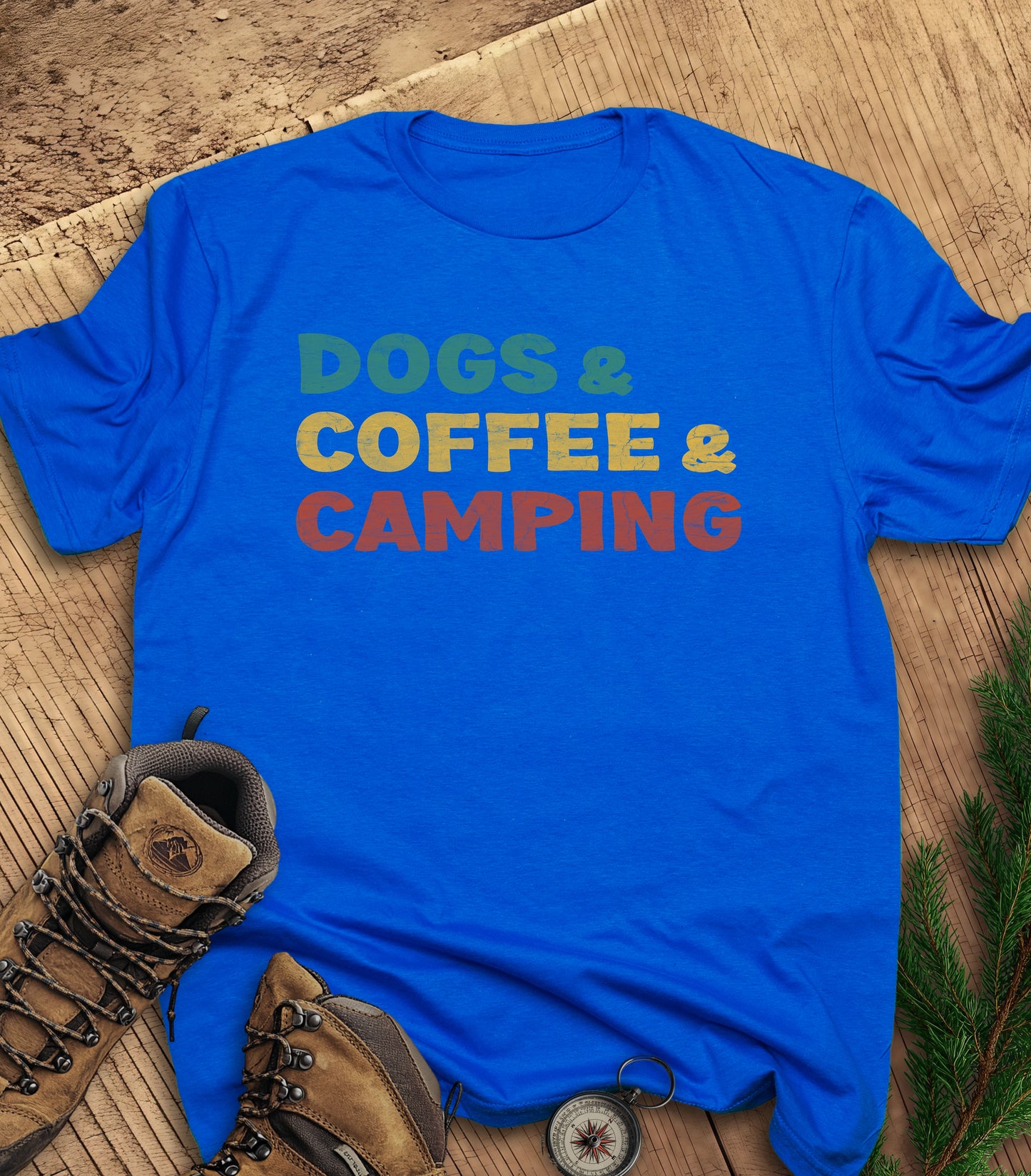 Dogs coffee camping t-shirt