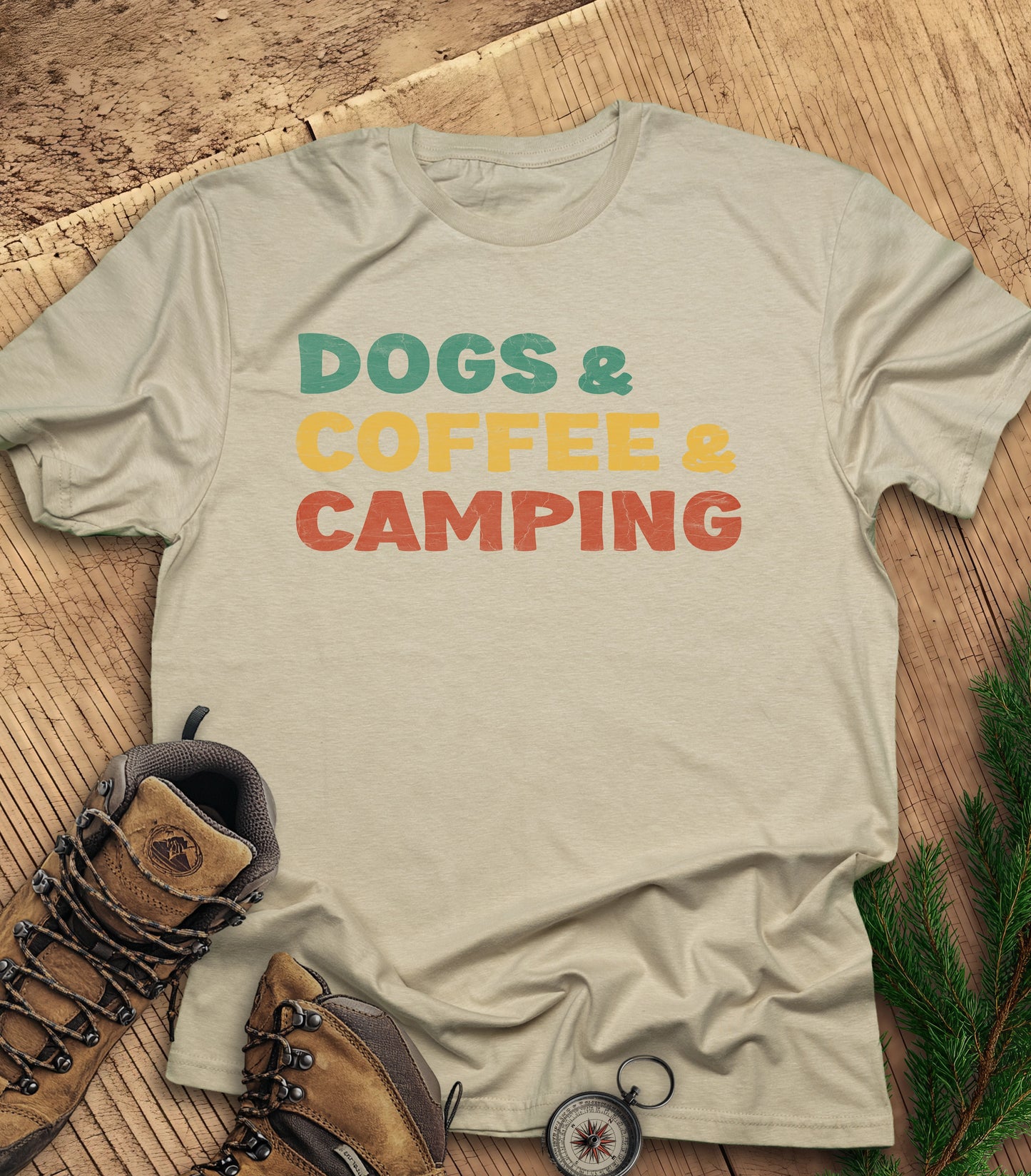 Dogs coffee camping t-shirt