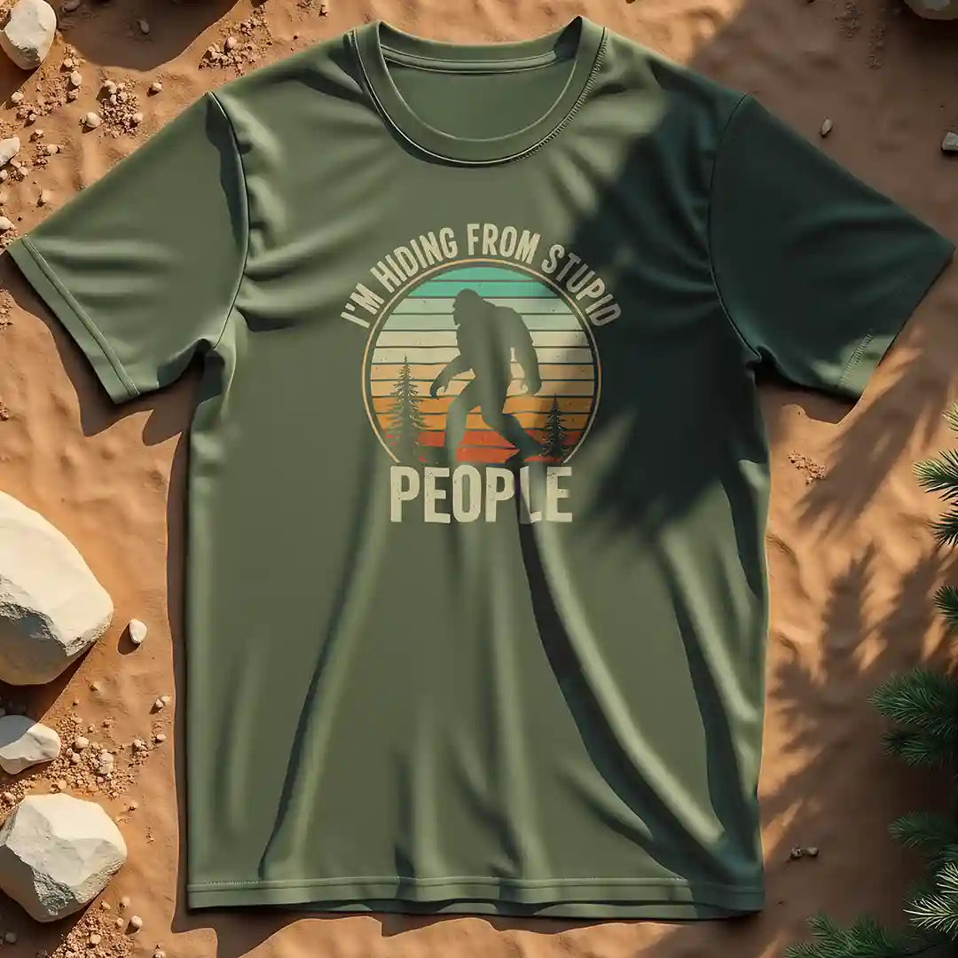 Sasquatch hiding from stupid people t-shirt