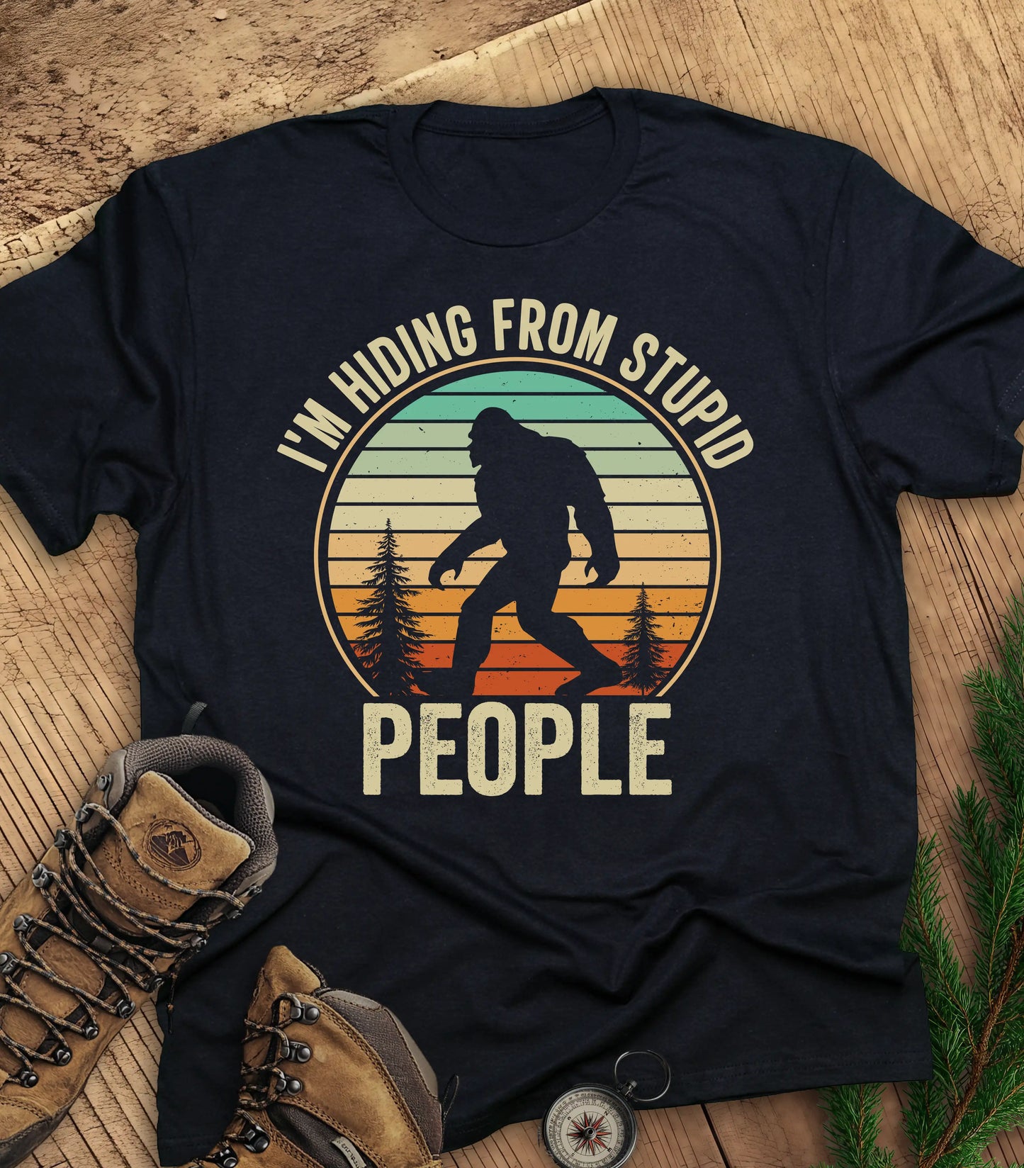 Sasquatch hiding from stupid people t-shirt