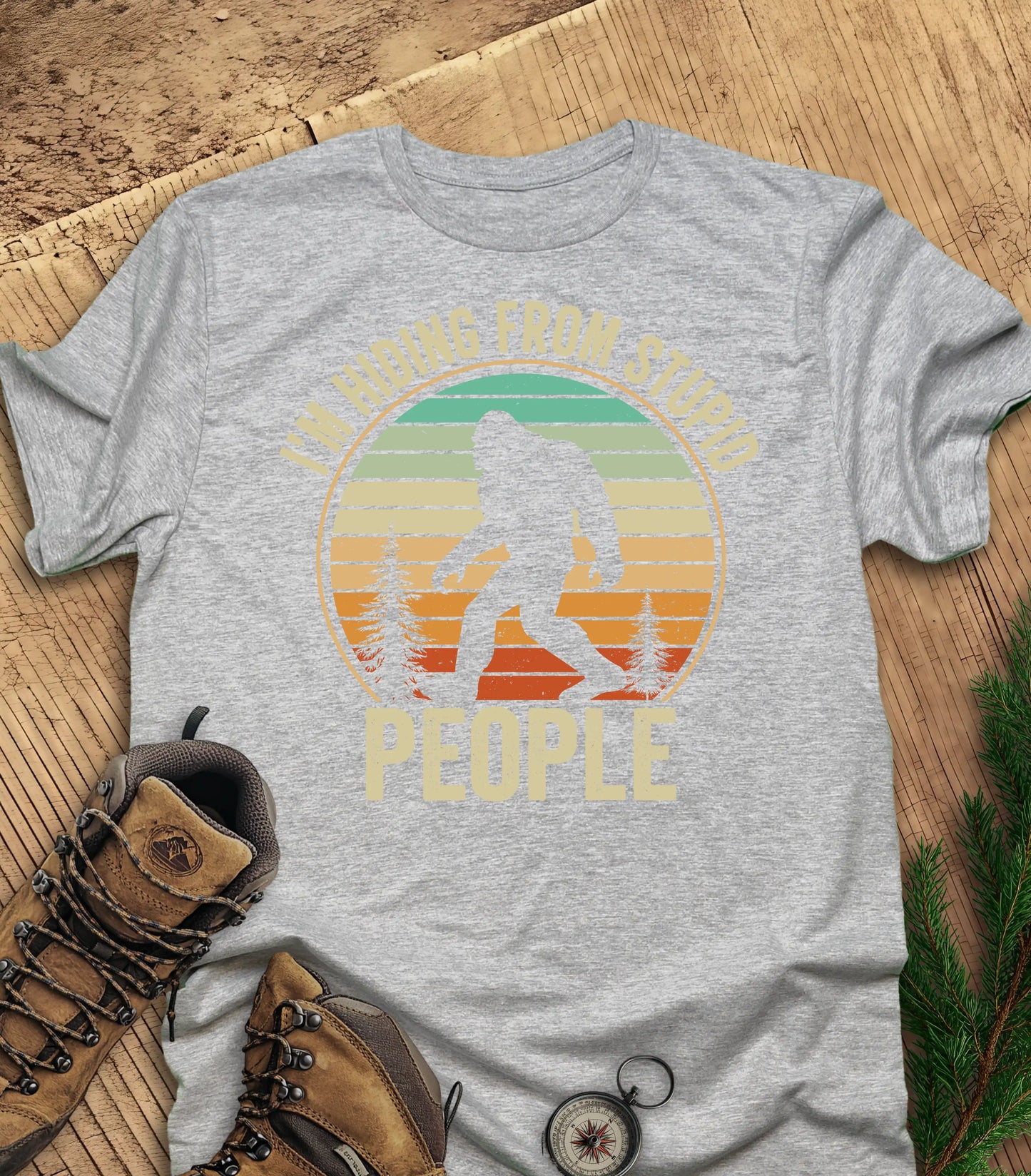 Sasquatch hiding from stupid people t-shirt