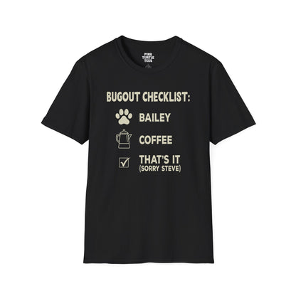 Bugout Checklist t-shirt
