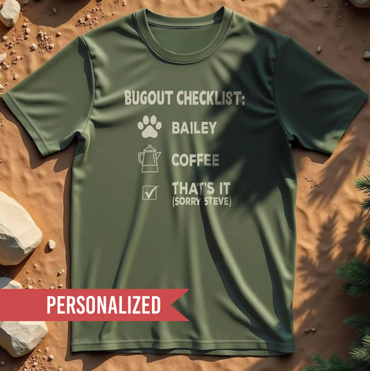 Bugout Checklist t-shirt
