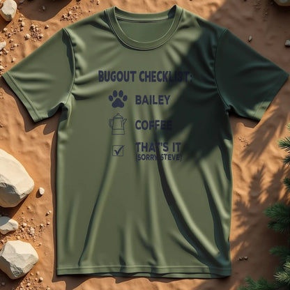 Bugout Checklist t-shirt